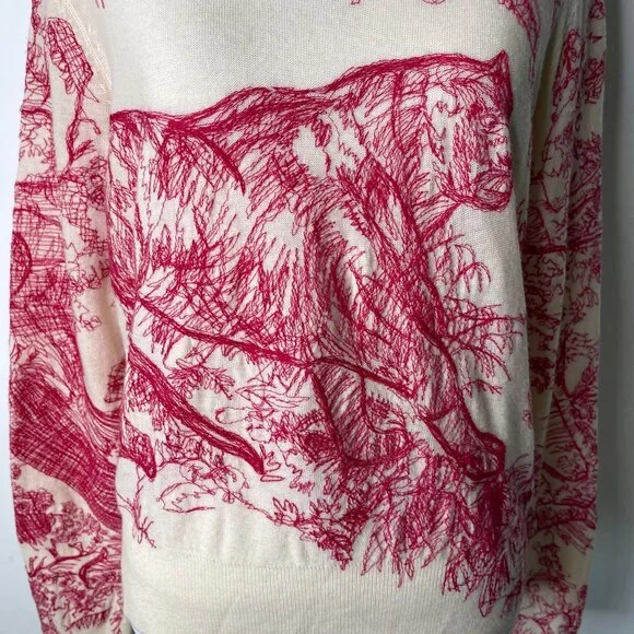 Women's Cream Red 100% Cashmere Crew Neck Sweater Size 38 - Picture 7 of 8